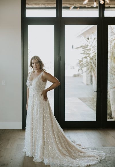 Sleeveless A-line Wedding Dress With Beaded Detailing by Beccar la Curve