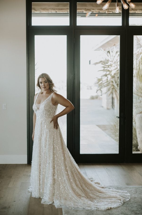 Sleeveless A-line Wedding Dress With Beaded Detailing by Beccar la Curve - Image 1