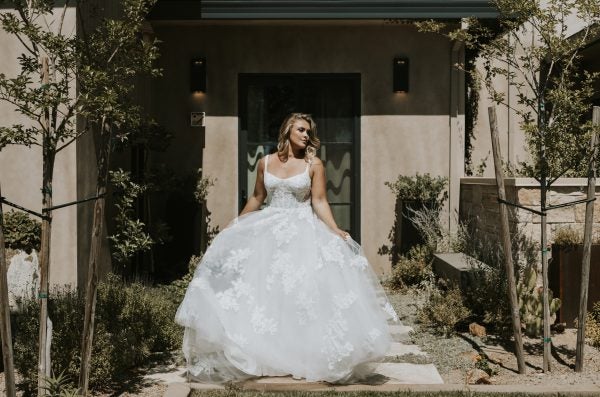 Sleeveless A-line Wedding Dress With Lace Applique by Beccar la Curve - Image 1