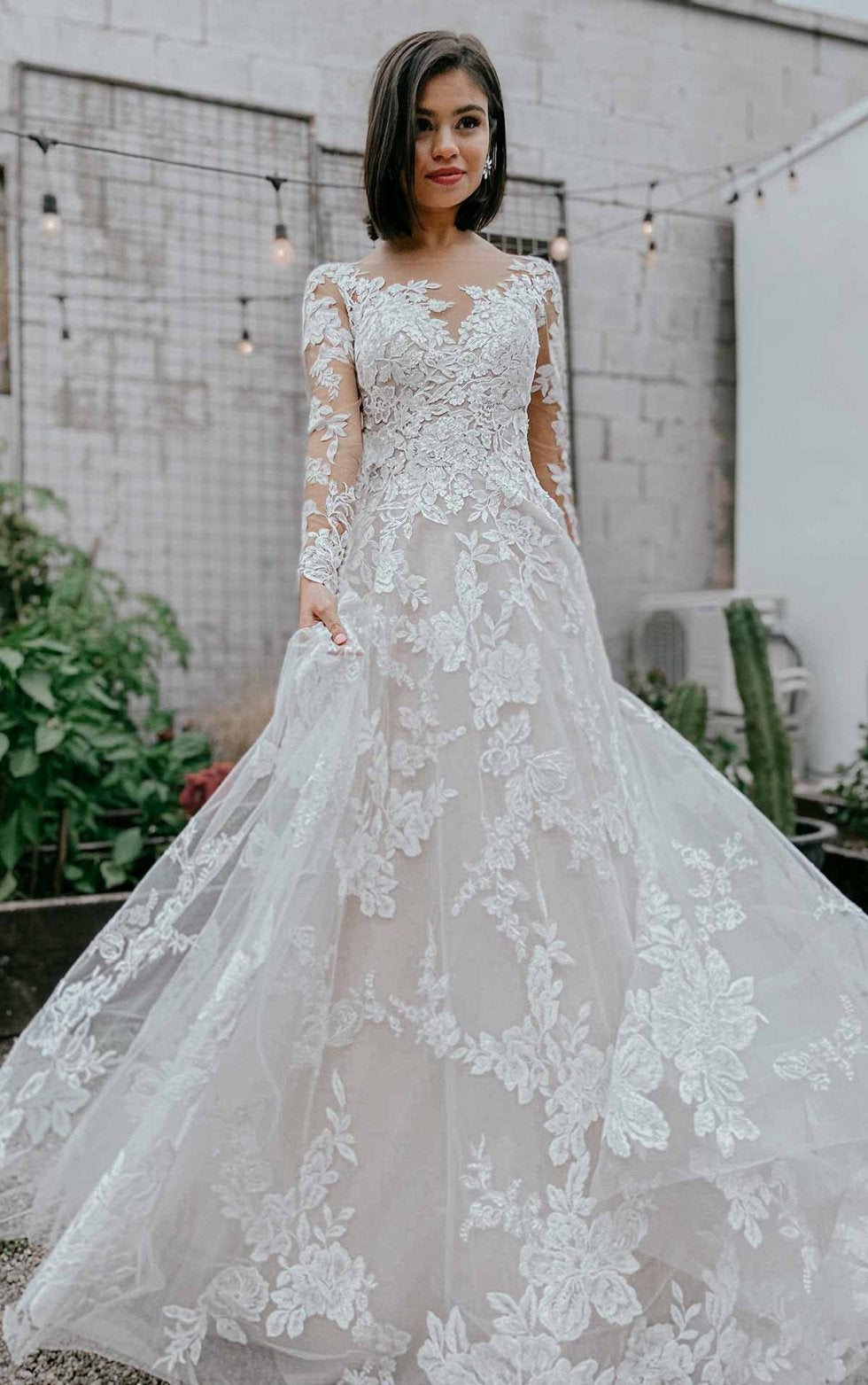 lace a line wedding dress