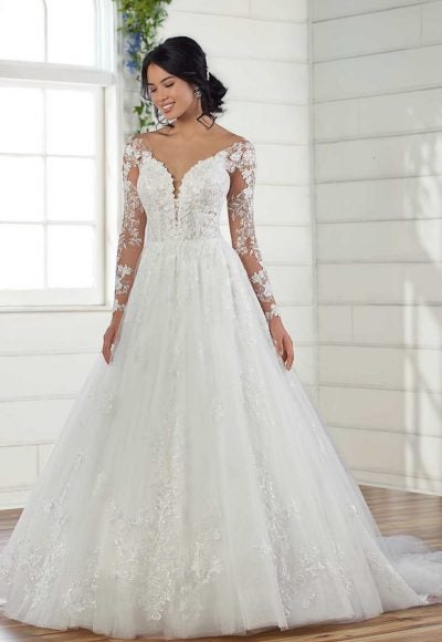 Mixed-lace Ballgown Wedding Dress With Sequin Detail by Essense of Australia