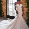 Sparkling Sweetheart Fit And Flare Wedding Dress With Off The Shoulder Sleeves by Essense of Australia - Image 1