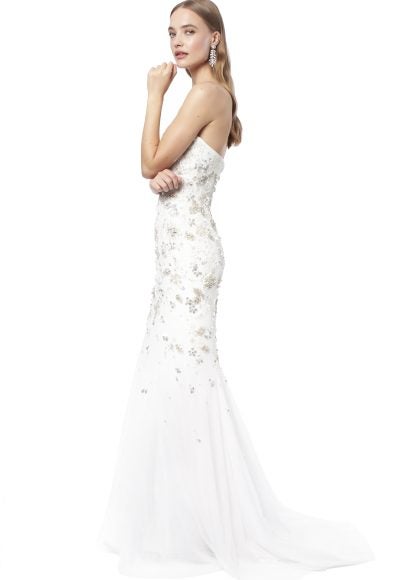 Strapless Fit And Flare Wedding Dress With Sweetheart Neckline And Beaded Floral Applique Throughout. by Jenny Packham