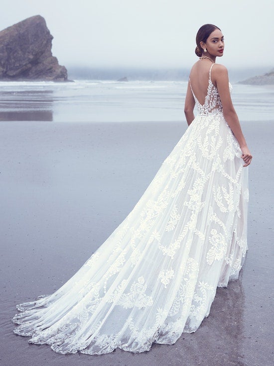 Backless Boho A-line Wedding Dress With A Scalloped Train by Maggie Sottero - Image 2