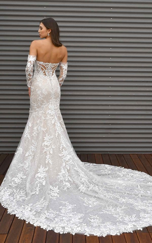 Long Sleeve Lace Fit And Flare Wedding Dress With Back Detail by Martina Liana - Image 2