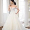 Off The Shoulder Ball Gown Wedding Dress With A Lace Bodice And Shaped Train by Martina Liana Luxe - Image 1