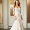 Off The Shoulder Embroidered Lace Fit And Flare Wedding Dress by Martina Liana Luxe - Image 1