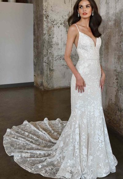 Sequin And Lace Fit And Flare Wedding Dress by Martina Liana Luxe