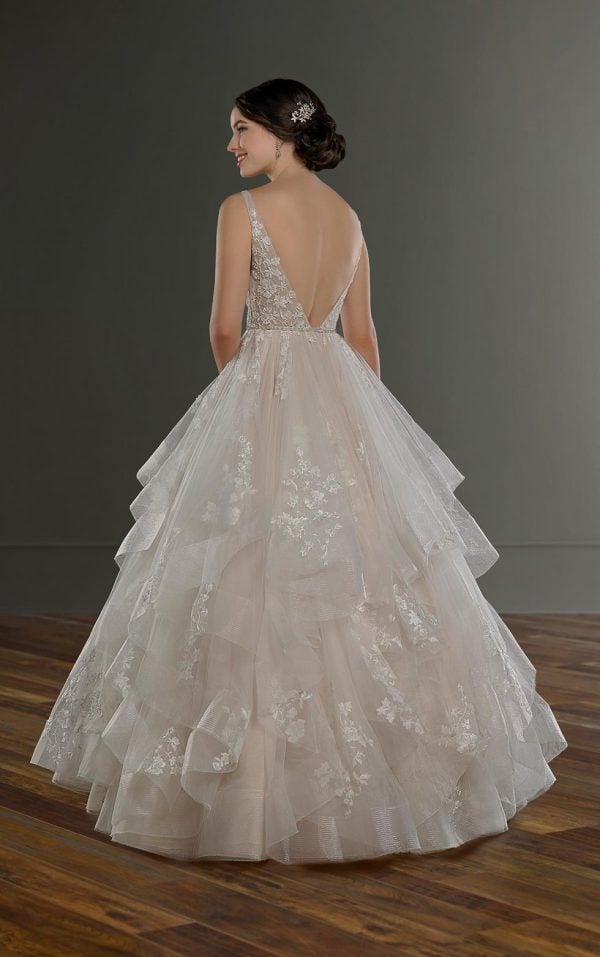Sleeveless V-neck Ball Gown Wedding Dress With Layered Skirt by Martina Liana - Image 2