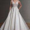 V-neck Sleeveless Ball Gown Wedding Dress With Beaded Lace Bodice by Martina Liana - Image 1