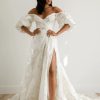 Ball Gown Wedding Dress With Lantern Sleeves And Front Slit by Rebecca Schoneveld - Image 1