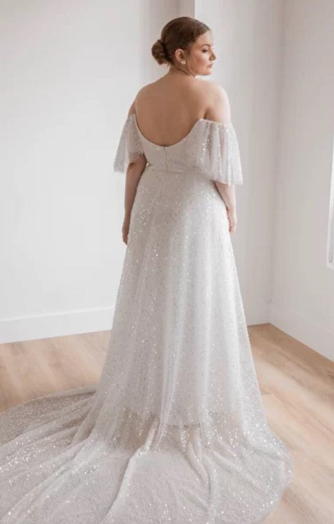 Scoop Neck A-line Wedding Dress With All Over Irridescent Pearls And Beads by Rebecca Schoneveld - Image 2