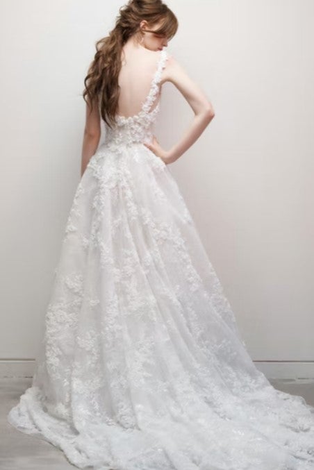 Sleeveless Ball Gown Wedding Dress With Sweetheart Neckline And Lace Embroidery by Rivini - Image 2