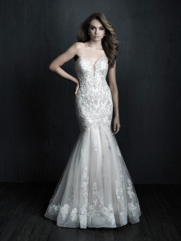 Fit And Flare Wedding Dress With Beaded Appliques by Allure Bridals - Image 1