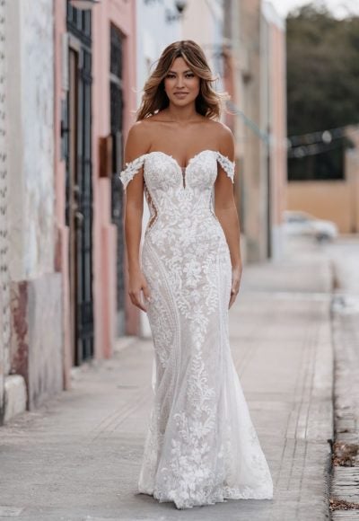Lace Sheath Wedding Dress With Illusion Back by Allure Bridals