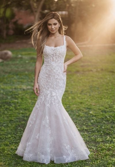 Sleeveless Square Neckline Lace Fit And Flare Wedding Dress by Allure Bridals