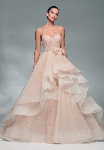 Strapless Sweetheart Neckline Wedding Dress With Shimmer Tulle by Lazaro
