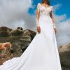 Fit And Flare Wedding Dress With Illusion Long Sleeves by Pronovias - Image 1
