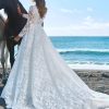 Long Sleeve Lace A-line Wedding Dress With V-neckline by Pronovias - Image 2