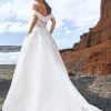Off The Shoulder A-line Wedding Dress With Lace Bodice And Pockets by Pronovias - Image 2