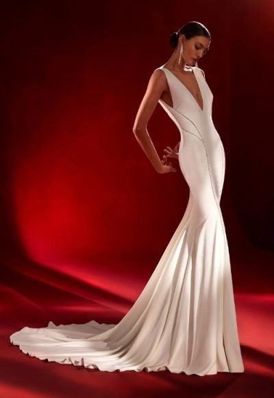 Sheath Wedding Dress With Open Back by Pronovias