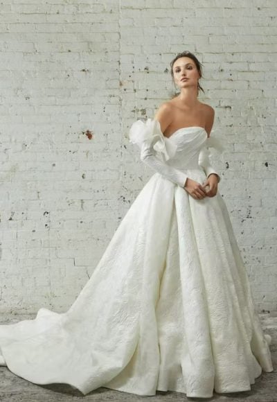 Strapless Ball Gown Wedding Dress With Detatchable Sleeves by Rivini