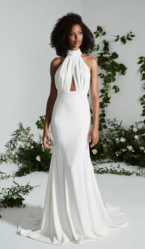 Halter Neck Sheath Wedding Dress With Open Back. by Theia Bridal - Image 1