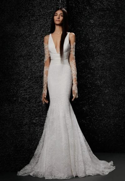 Mermaid Fitted Lace Wedding Dress With Deep V-neckline by Vera Wang Bride