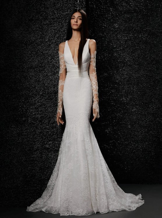 Mermaid Fitted Lace Wedding Dress With Deep V-neckline by Vera Wang Bride - Image 1