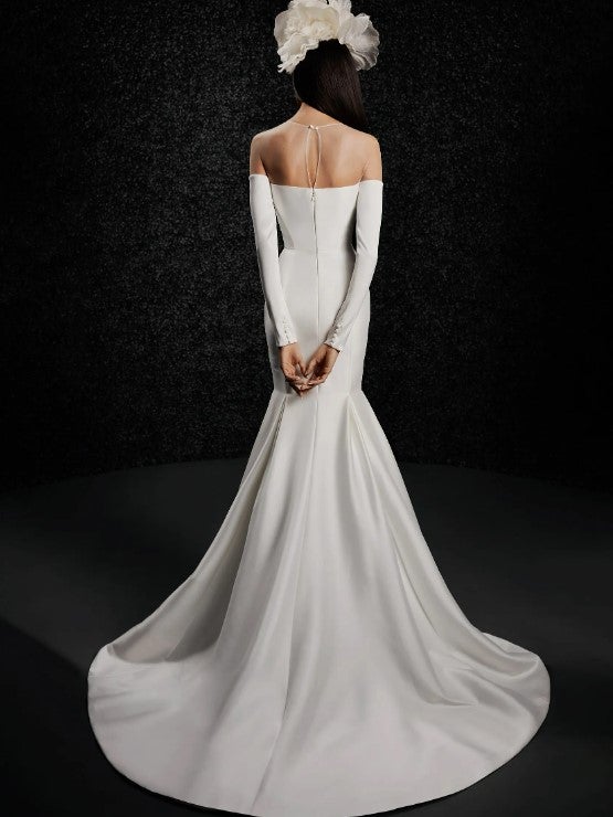 Mermaid Fitted Wedding Dress With Off The Shoulder Long Sleeves by Vera Wang Bride - Image 2