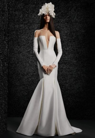 Mermaid Fitted Wedding Dress With Off The Shoulder Long Sleeves by Vera Wang Bride