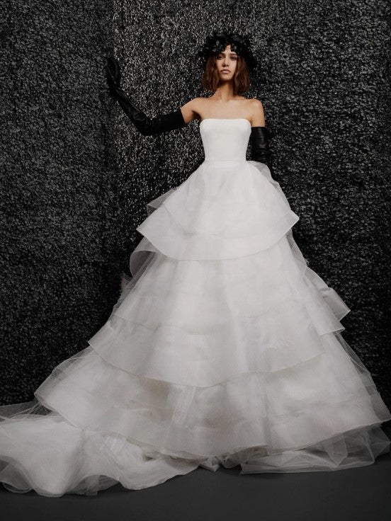 Strapless Ball Gown Wedding Dress With Tiered Tulle Skirt by Vera Wang Bride - Image 1