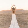 Boho Lace Fit And Flare Wedding Dress With Plunging V-neckline by All Who Wander - Image 2