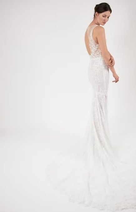 Deep V-neckline Fit And Flare Wedding Dress With Open Back by Alyne by Rita Vinieris - Image 2