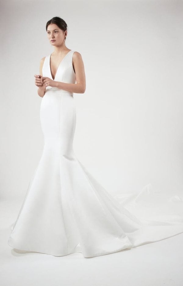 Sleeveless V-neckline Fit And Flare Wedding Dress With Low Open Back by Alyne by Rita Vinieris - Image 1