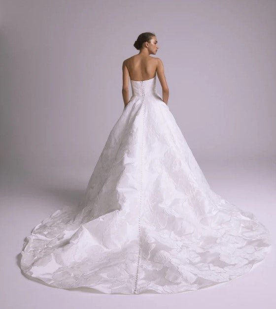Strapless Jacquard Ball Gown Wedding Dress by Amsale - Image 2