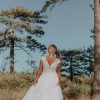 A-line Wedding Dress With Cap Sleeves And Open Back by Essense of Australia - Image 1