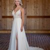 A-line Wedding Dress With Lace Bodice And Spaghetti Straps by Essense of Australia - Image 1
