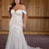 Lace Fit And Flare Off The Shoulder Wedding Dress by Essense of Australia - Image 1
