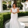 Off The Shoulder Fit And Flare Wedding Dress With Back Bow Detail by Essense of Australia - Image 1
