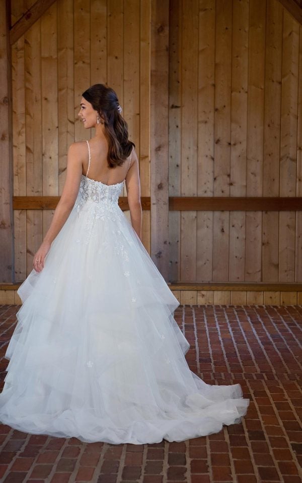 Tulle Ball Gown Wedding Dress With Sweetheart Neckline And Spaghetti Straps by Essense of Australia - Image 2
