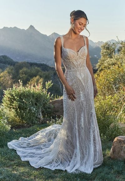 Beaded Fit And Flare Wedding Dress With Sweetheart Neckline by Madison James