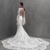 Fit And Flare Wedding Dress With Illusion Long Sleeves And Open Back by Madison James - Image 2