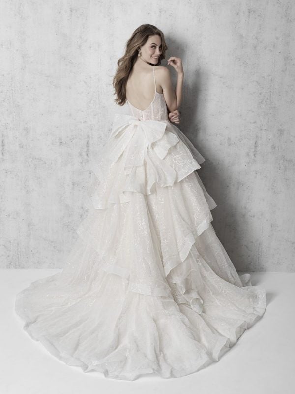 Spaghetti Strap Ballgown With Back Bow And Tiered Skirt by Madison James - Image 2