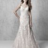 Spaghetti Strap Fit And Flare Wedding Dress With Floral And Beaded Embroidery by Madison James - Image 1