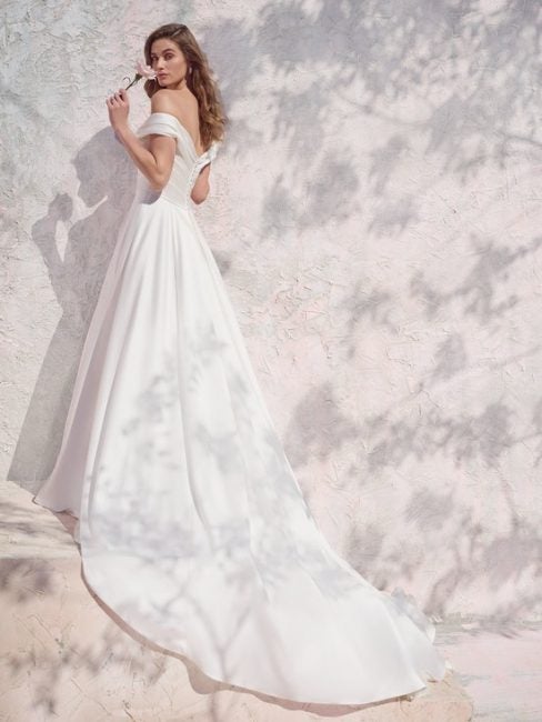 Asymmetrical Pleated Bodice Off The Shoulder A-line Wedding Dress ...
