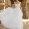 Off The Shoulder Ball Gown Wedding Dress With Floral Lace Applique by Maggie Sottero - Image 1