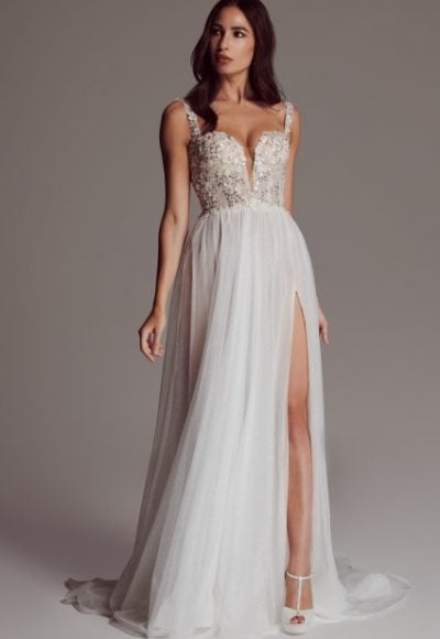 Sleeveless A-line Wedding Dress With Sequined Bodice And Back Details by Maison Signore