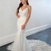 Lace Fit And Flare Wedding Dress With Spaghetti Straps And Back Detail by Martina Liana - Image 1