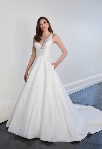 Sleeveless A-line Wedding Dress With V-neckline by Martina Liana